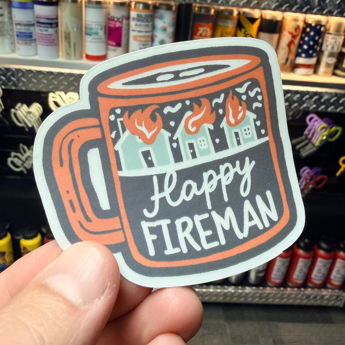 Happy Fireman Sticker – Notorious Fire Co.