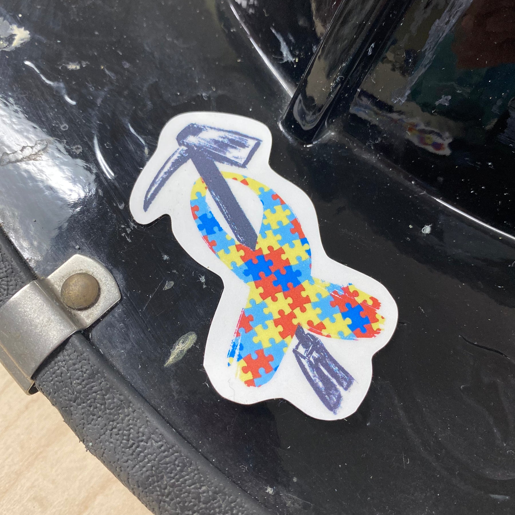 autism motorcycle helmet Autism Awareness Ribbon Halligan Sticker – Notorious Fire Co